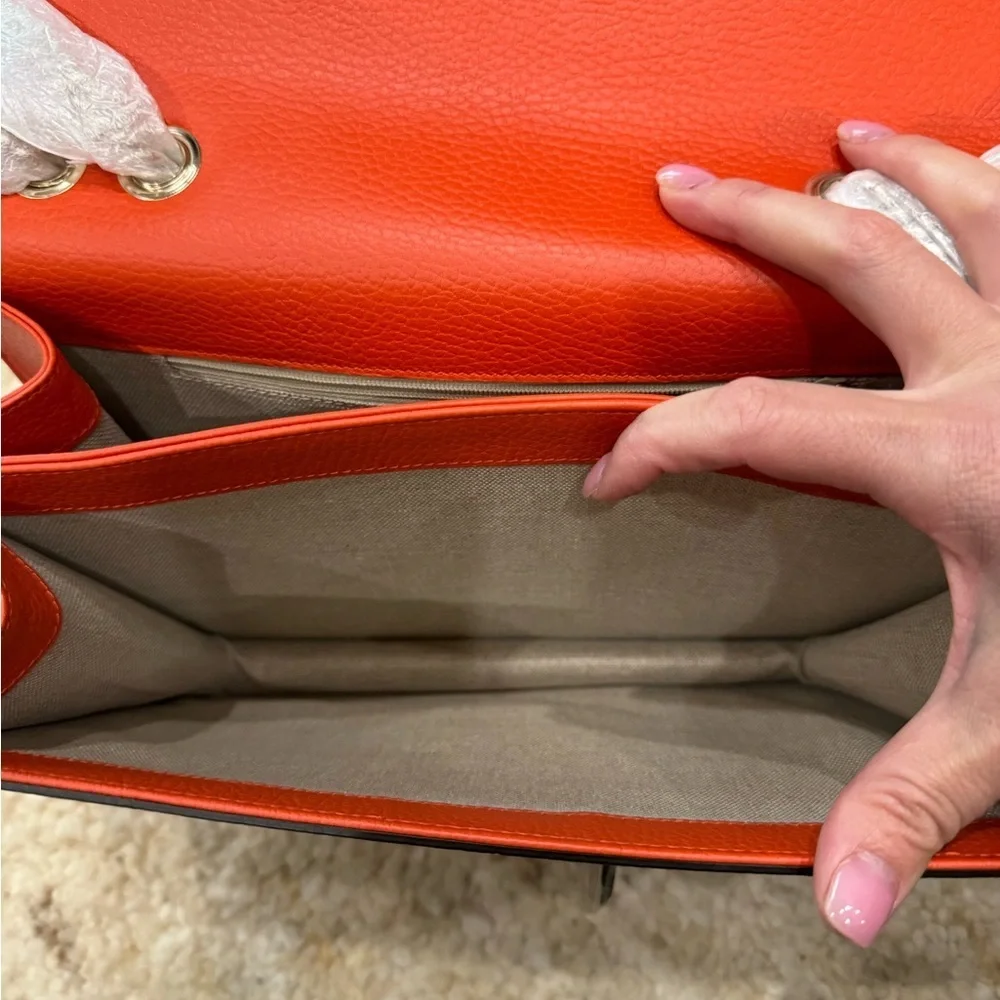 Gucci Orange Crossbody Bag with Silver Chain - Picture 11 of 12